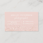 カメラマンのばら色の金ゴールドのグリッターの赤面のピンク 名刺 (裏面)