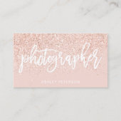 カメラマンのばら色の金ゴールドのグリッターの赤面のピンク 名刺 (正面)