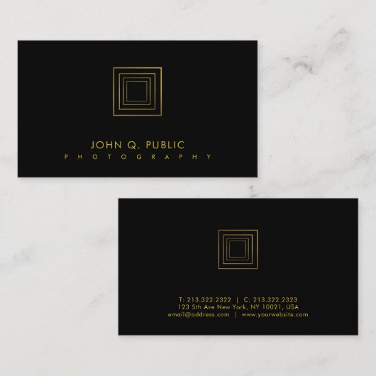 カメラマンのエレガントな金ゴールドの一見の写真撮影の贅沢 名刺 (正面/裏面)