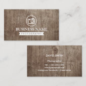 カメラマンのカメラのロゴのヴィンテージ木写真撮影 名刺 (正面/裏面)