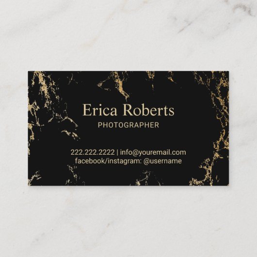 カメラマンのカメラの粋な大理石の写真撮影 名刺 (裏面)