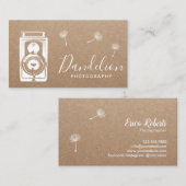 カメラマンのカメラの素朴なタンポポクラフト 名刺 (正面/裏面)