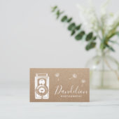 カメラマンのカメラの素朴なタンポポクラフト 名刺 (スタンド正面)