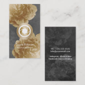 カメラマンのカメラの金ゴールドの花の写真 名刺 (正面/裏面)