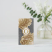 カメラマンのカメラの金ゴールドの花の写真 名刺 (スタンド正面)