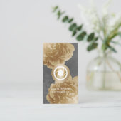 カメラマンのカメラの金ゴールドの花の写真 名刺 (スタンド正面)