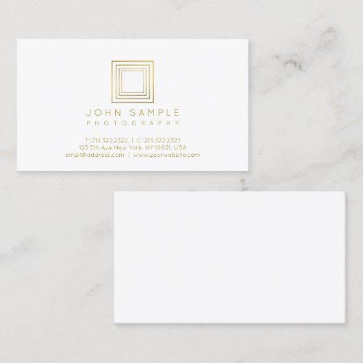 カメラマンのスタイリッシュなモダンな金ゴールドの一見の写真撮影 名刺 (正面/裏面)