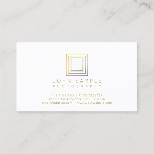 カメラマンのスタイリッシュなモダンな金ゴールドの一見の写真撮影 名刺 (正面)