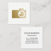 カメラマンのモダンな金ゴールドのカメラのロゴの写真撮影 スクエア名刺 (正面/裏面)