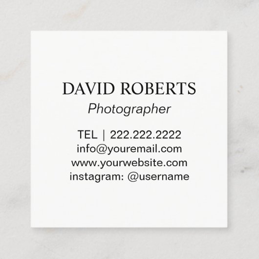 カメラマンのモダンな金ゴールドのカメラのロゴの写真撮影 スクエア名刺 (裏面)