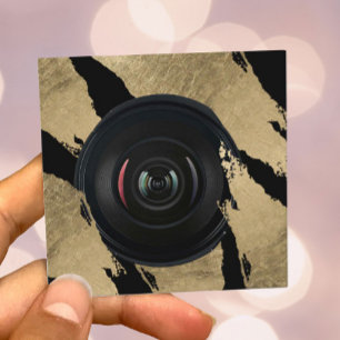 カメラマンのモダンな金ゴールドのブラシは写真撮影をなでます スクエア名刺