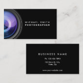 カメラマンの写真撮影のカメラレンズのプロフェッショナル 名刺 (正面/裏面)