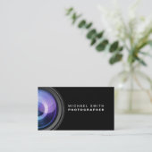 カメラマンの写真撮影のカメラレンズのプロフェッショナル 名刺 (スタンド正面)