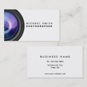 カメラマンの写真撮影のカメラレンズのプロフェッショナル 名刺 (正面/裏面)