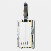 カメラマンの勤務中のヴィンテージのカメラのデザイン ラゲッジタグ (裏面縦)