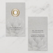 カメラマンの金ゴールドシャッターエレガントなはす花柄 名刺 (正面/裏面)