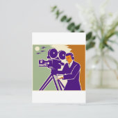 カメラマンフィルムクルーヴィンテージビデオムービーカメラ ポストカード (スタンド正面)