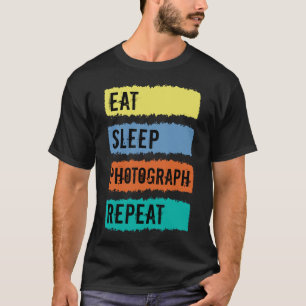 カメラマン食べススリープ写真 Tシャツ