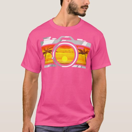 カメラマン カメラ 夕焼け 写真 Tシャツ (正面)