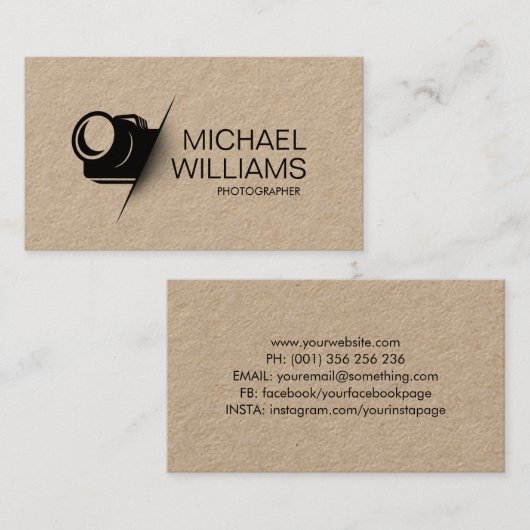 カメラミニマルカットシェイプ写真家 名刺 (正面/裏面)