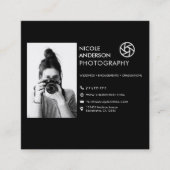 カメラモダンミニマルフォトグラファーの写真ロゴ スクエア名刺 (正面)