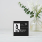 カメラモダンミニマルフォトグラファーの写真ロゴ スクエア名刺 (スタンド正面)