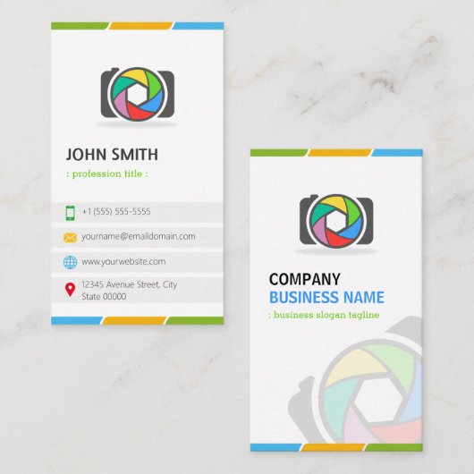 カメラモダンロスタイリッシュゴ写真家 名刺 (正面/裏面)