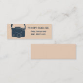 カメラレトロフィルムブルー&ピーチビジネスカード スキニー名刺 (正面/裏面)