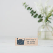 カメラレトロフィルムブルー&ピーチビジネスカード スキニー名刺 (スタンド正面)