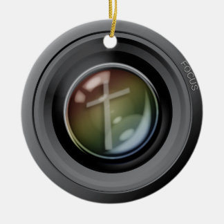 カメラレンズのオーナメント。 イエス・キリストの焦点 セラミックオーナメント