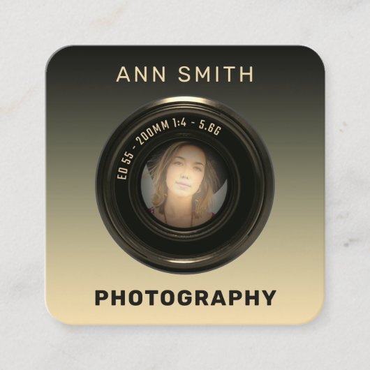 カメラレンズのフォトフレーム  スクエア名刺 (正面)