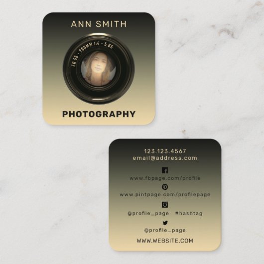 カメラレンズのフォトフレーム  スクエア名刺 (正面/裏面)