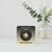 カメラレンズのフォトフレーム  スクエア名刺 (スタンド正面)