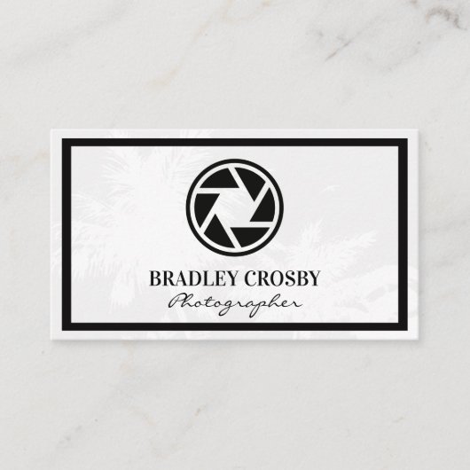 カメラレンズアイコン |熱帯樹木の背景 名刺 (正面)