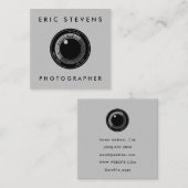 カメラレンズ黒と灰色の四角の名刺 スクエア名刺 (正面/裏面)