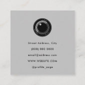 カメラレンズ黒と灰色の四角の名刺 スクエア名刺 (裏面)