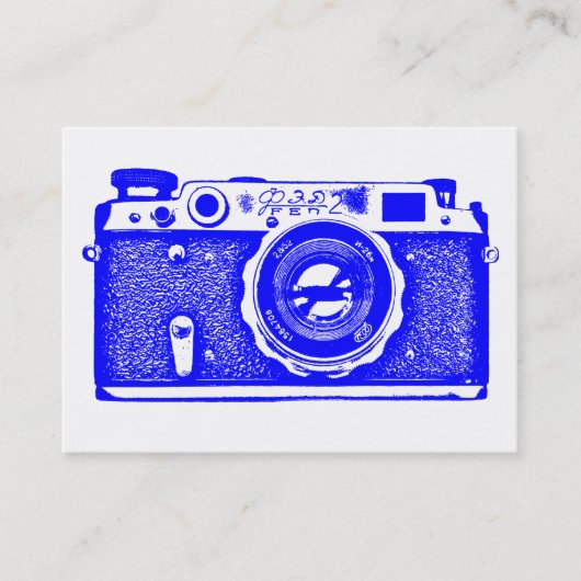 カメラロシアの – 青(白) 名刺 (正面)