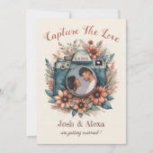 カメラ付きフローラ結婚式招待状 招待状 (正面)