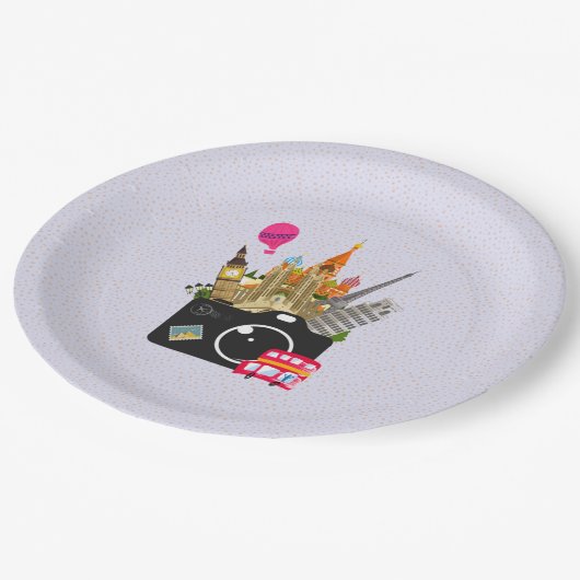 カメラ付きヨーロッパランドマーク ペーパープレート (アングル)