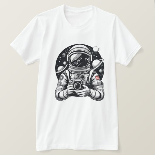 カメラ付き宇宙飛行士 Tシャツ (デザイン正面)