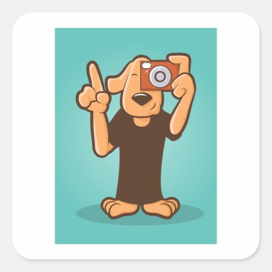 カメラ付き犬 スクエアシール (正面)