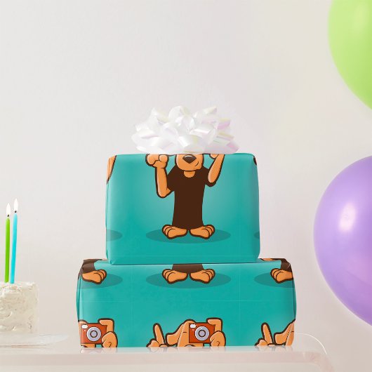 カメラ付き犬 ラッピングペーパー