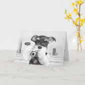 カメラ付シュナウザー カード (黄色い花)