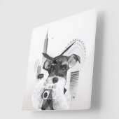 カメラ付シュナウザー スクエア壁時計 (傾斜)