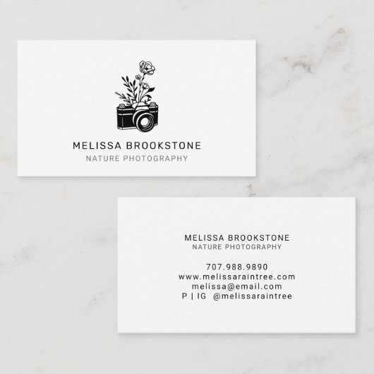 カメラ図解入りの、写真付きの及び花自然撮影 名刺 (正面/裏面)