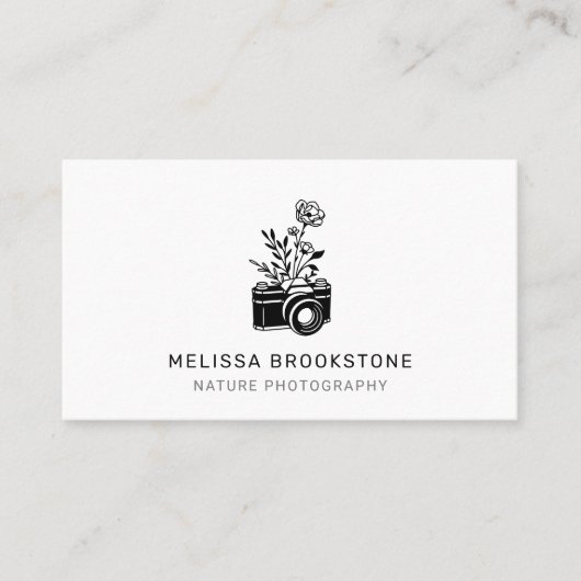カメラ図解入りの、写真付きの及び花自然撮影 名刺 (正面)