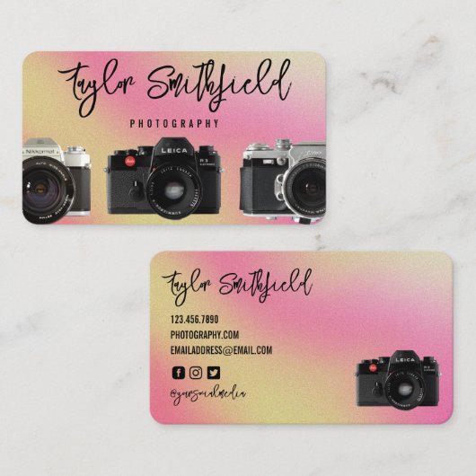 カメラ粒子のカラフル粗い写真の名刺 名刺 (正面/裏面)