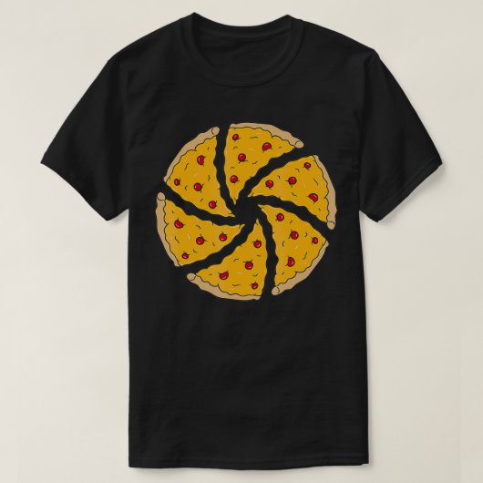 カメラ絞りピザスライス撮影 Tシャツ (デザイン正面)