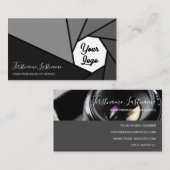 カメラ絞りフォトグラファーのビデオグラファーロゴ 名刺 (正面/裏面)