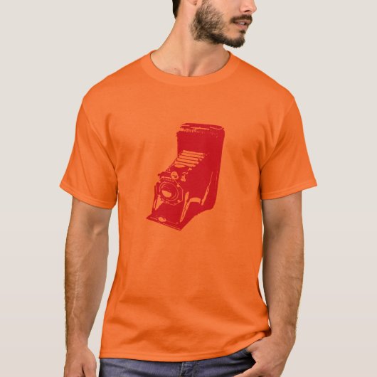 カメラ - 熱いオレンジ Tシャツ (正面)